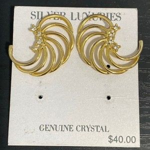 Silver Luxuries Earrings Gold Tone Crystal Earrings